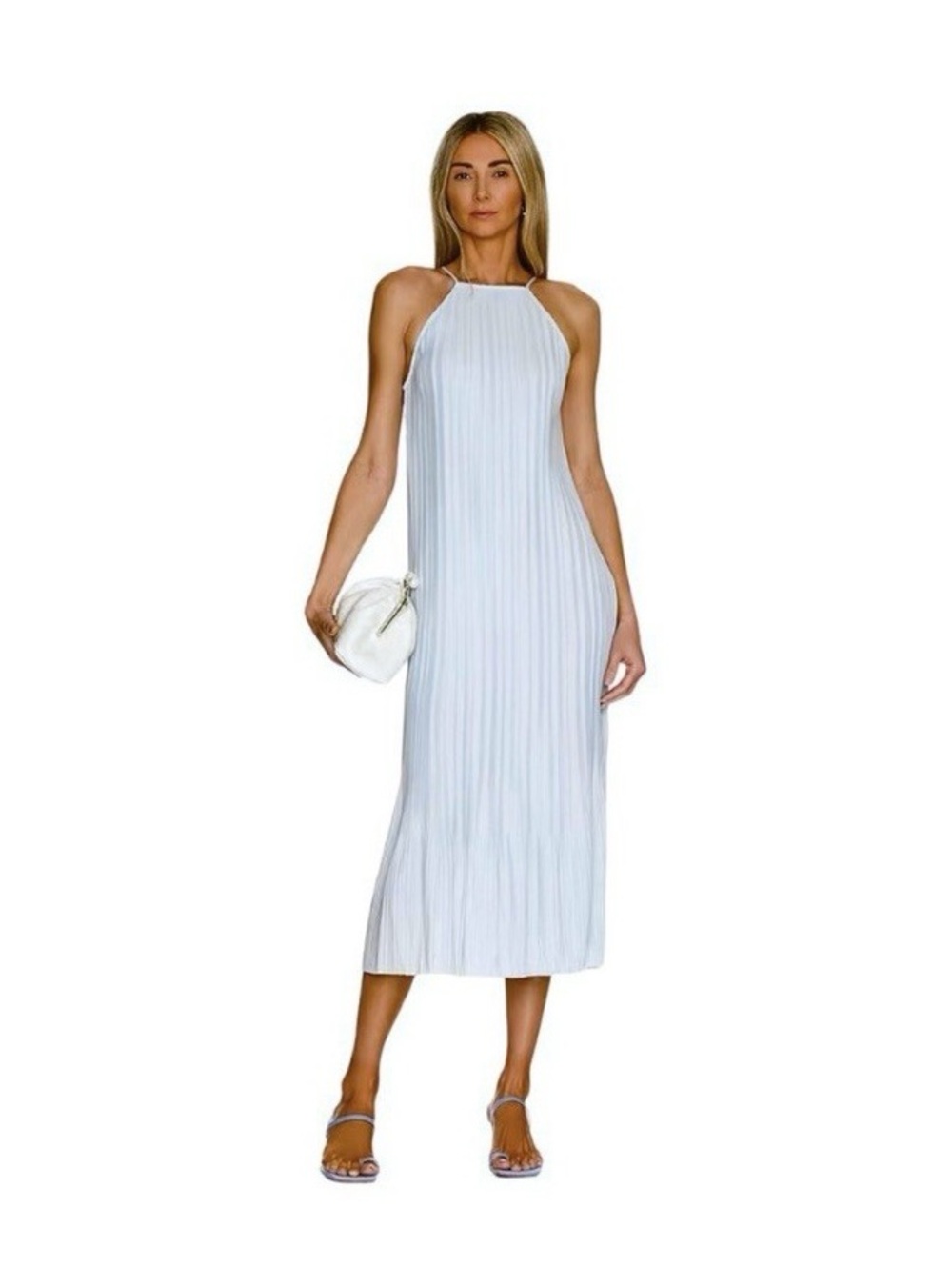 L’Academie Elin Midi Pleated Maxi Dress in Light Blue